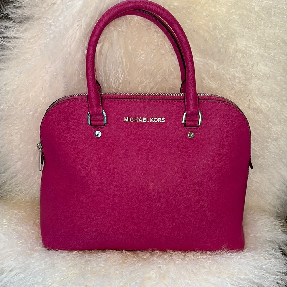 Michael Kors Pink Satchel Structured Dome Saffiano